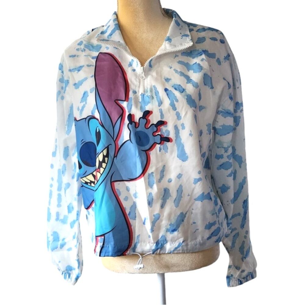 Disney Lelo Stitch Tie Dye Quarter Zip Windbreaker Size Medium